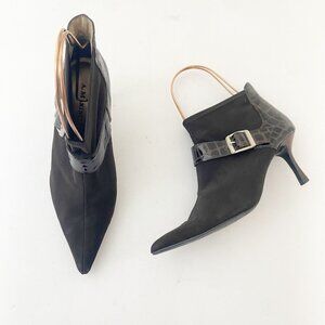 A. Marinelli Ankle Boots Shoes Pointed Toe Brown Crocodile